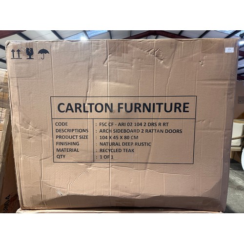 3154 - A Arch Sideboard in recycled Teak & Rattan with 2 Doors (unchecked)