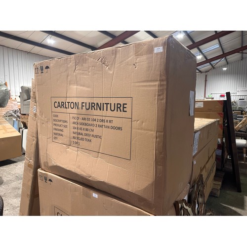 3155 - A Arch Sideboard in recycled Teak & Rattan with 2 Doors (unchecked)