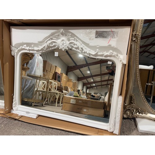 3224 - A white Laura Ashley overmantel mirror