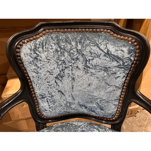 3159 - A blue velvet accent chair