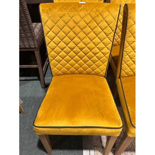 3162 - A set of 4 Marino Mustard/Saffron Velvet Dining Chairs