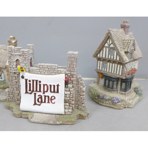 2043 - Six Lilliput Lane models including Gulliver’s Gate, Mrs Pinkerton's Post Office, a/f, Mickelgate Ant... 