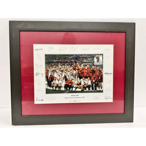 2298 - A framed picture, England Rugby World Cup Winners 2003, facsimile signatures