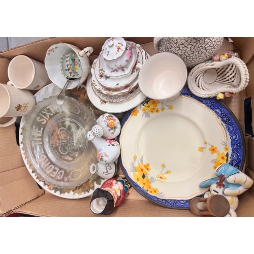 2299 - Assorted china to include, Art Deco Crown ducal plate, small Wade figure / whimsie, Royal Crown Derb... 