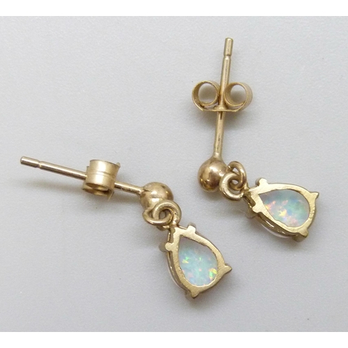 7124 - A pair of 9ct gold synthetic opal earrings, 1.2g