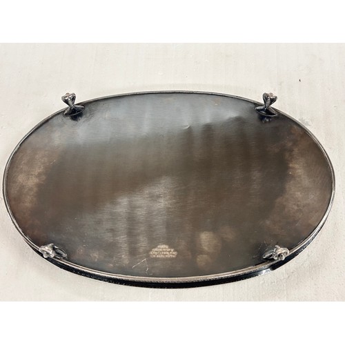 2302 - An over Sheffield silver plate on copper gallery tray, 41cm x 25.5cm