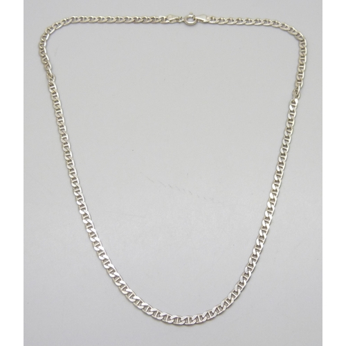 7132 - A silver mariner link necklace chain, 10g, 40.5cm