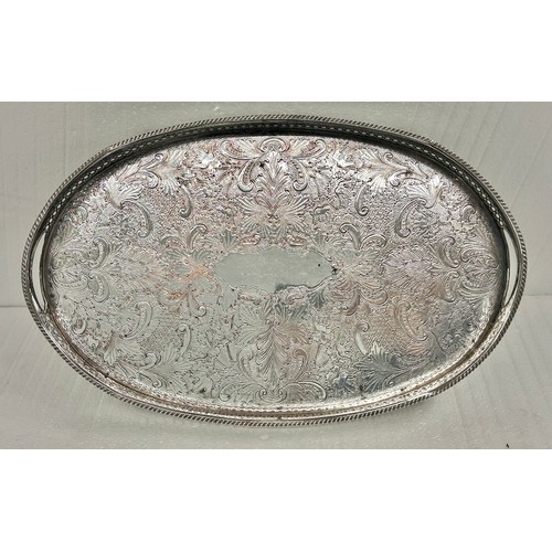 2302 - An over Sheffield silver plate on copper gallery tray, 41cm x 25.5cm