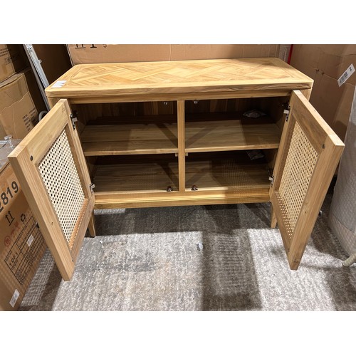 3104 - An Arch Sideboard in recycled Teak & Rattan with 2 Doors (unchecked)