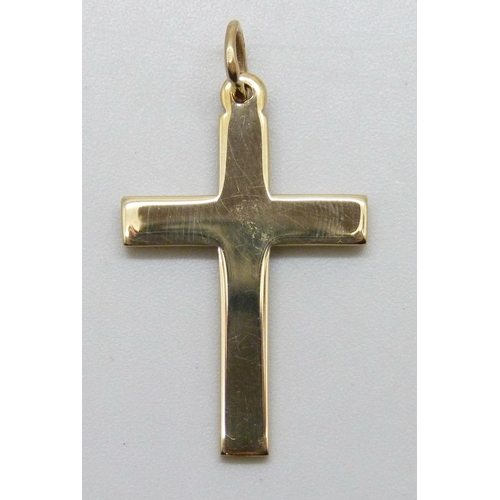 7040 - A 9ct gold cross necklace pendant, 2.5g, 3.1cm including bail