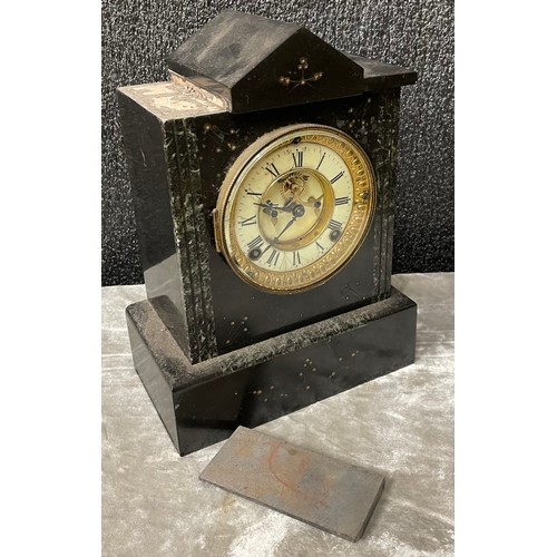 251 - A 19th Century French Belge Noir mantel clock, a/f