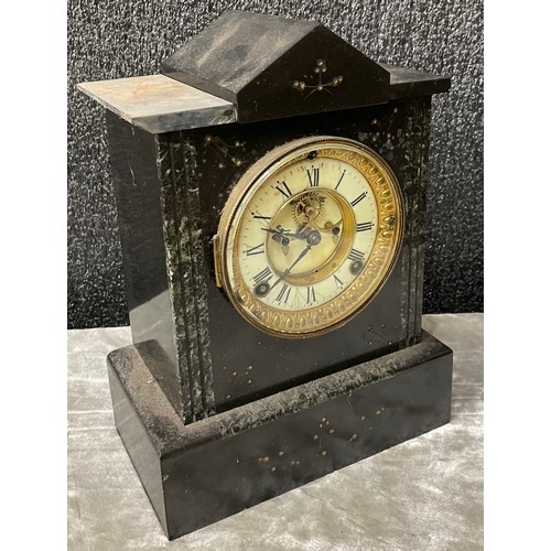 251 - A 19th Century French Belge Noir mantel clock, a/f