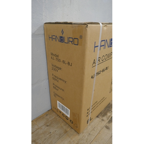 5021 - A boxed and unused Handuro 4J-750-6L-BJ, 230V, 6 litre air compressor  *This lot is subject to VAT