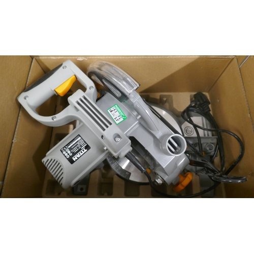 5025 - A boxed Titan TTB795 MSW, 210mm compound mitre saw  *This lot is subject to VAT