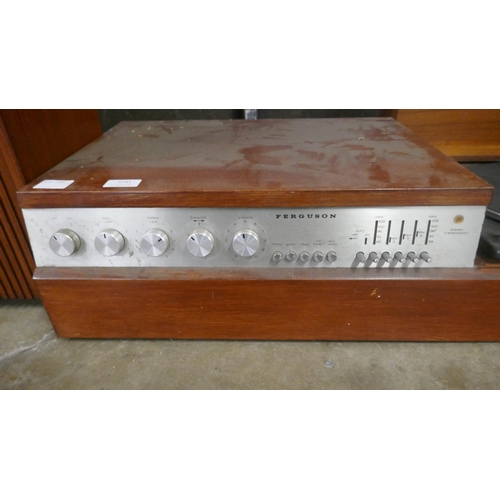 A Ferguson stereo transmission music centre with turntable record ...