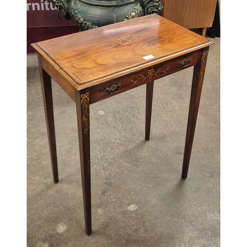 81 - An Edward VII Irish inlaid mahogany single drawer side table