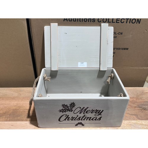 3012 - A set of 3 light grey wooden 'Merry Christmas' storage boxes
