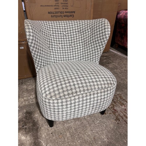3047 - A Navagio Upholstered Chair in Hounds tooth Grey/white Fabric with Black Wenge Leg (unchecked)