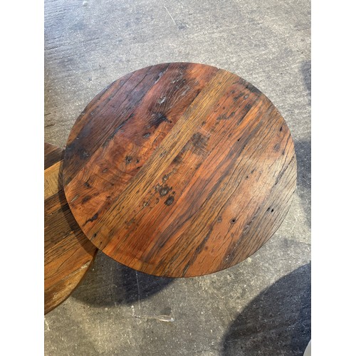 3053 - A Set of 2 Sleeper Wood/Black Iron - Round Coffee Tables