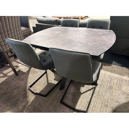 3071 - A Naples Twist Top Table Printed Glass Extending Dining Table with four Hampton dining chairs (unche... 