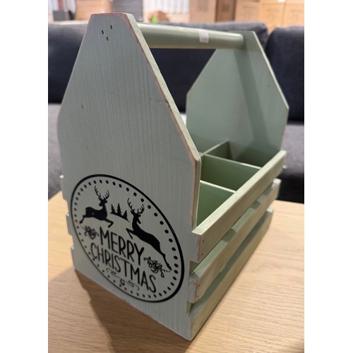 3094 - A duck egg painted ‘Merry Christmas’ bottle holder