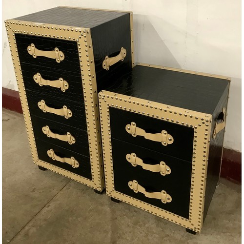 172 - Two Italian style faux crocodile skin chests of drawers