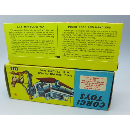 2065 - A Corgi Toys 448 B.M.C. Mini Police Van with Tracker Dog and Handler, boxed