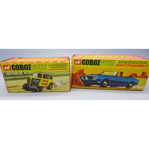 2076 - Two Corgi Toys WhizzWheels 164 Ison Bros. Wild Honey Dragster and a 343 Pontiac Firebird, boxed