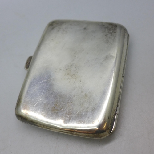7383 - A silver cigarette case with monogram, Birmingham, 1918, 75g, 8.2 x 6.3cm