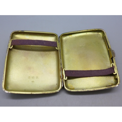 7383 - A silver cigarette case with monogram, Birmingham, 1918, 75g, 8.2 x 6.3cm