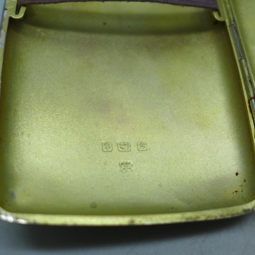 7383 - A silver cigarette case with monogram, Birmingham, 1918, 75g, 8.2 x 6.3cm
