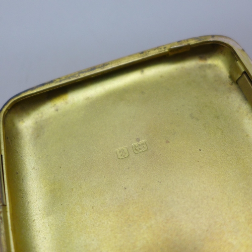 7383 - A silver cigarette case with monogram, Birmingham, 1918, 75g, 8.2 x 6.3cm