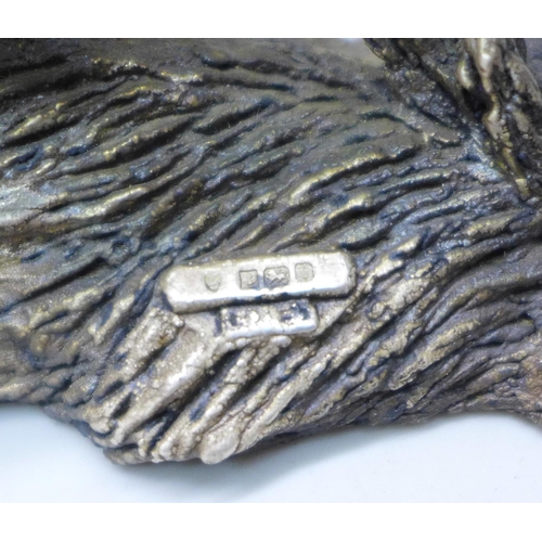 7391 - A silver covered model of a pheasant and one other (smaller example a/f), largest 13cm long