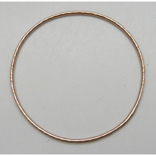 7089 - A 9ct rose gold bangle, Chester, 1908, 6.9g, 6.2cm