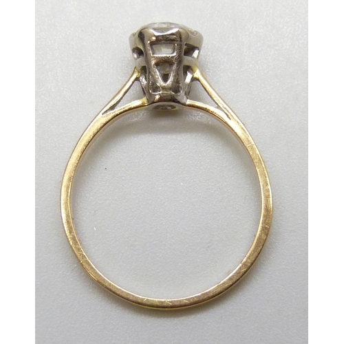 7216 - An 18ct gold diamond solitaire ring, over 0.5ct, 1.9g, L/M