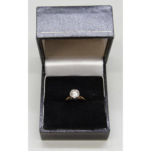 7216 - An 18ct gold diamond solitaire ring, over 0.5ct, 1.9g, L/M