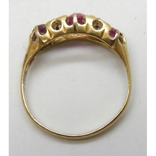 7272 - An 18ct gold, ruby and diamond ring, Chester, 1916, 2.5g, N