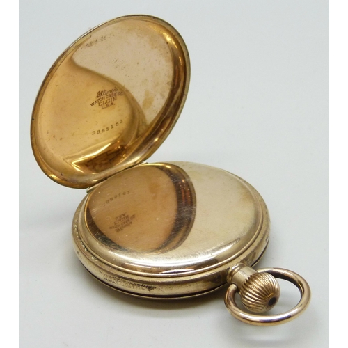 7326 - A Waltham gold plated full hunter pocket watch, boxed