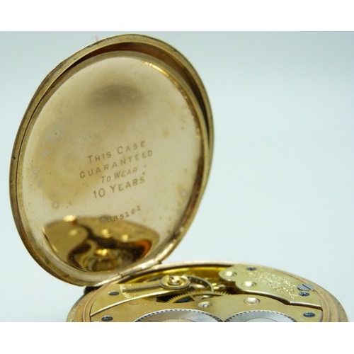 7326 - A Waltham gold plated full hunter pocket watch, boxed