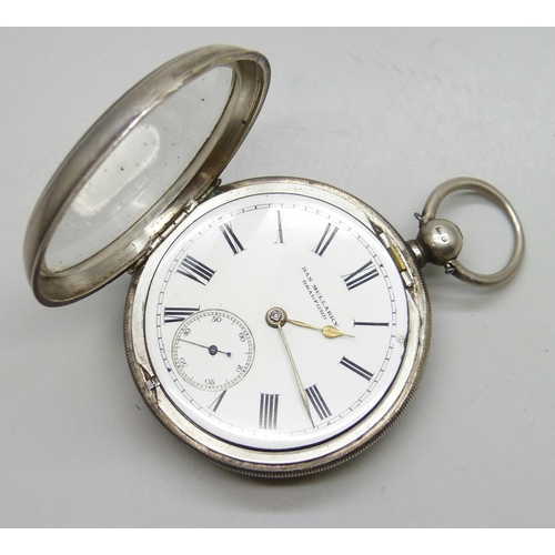 7328 - A D. Mullarky, Bradford silver open face pocket watch, Birmingham 1902