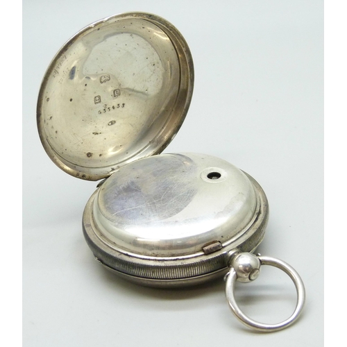 7328 - A D. Mullarky, Bradford silver open face pocket watch, Birmingham 1902