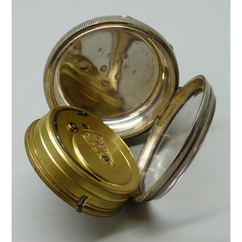 7329 - A silver open face pocket watch, London, 1885, a/f