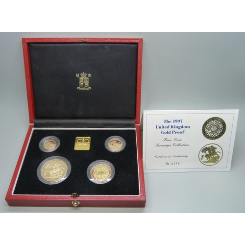 7353 - Coins - The Royal Mint, The 1997 United Kingdom Gold Proof Four Coin Sovereign Collection, comprisin...