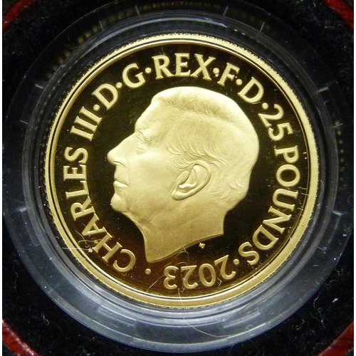 7355 - Coins - The Royal Mint, The 75th Birthday of His Majesty King Charles III, 2023 UK ¼ gold proof £25 ... 