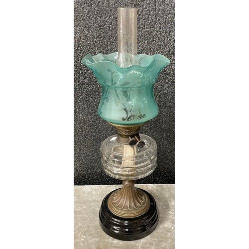 267 - A Victorian coloured glass oil lamp