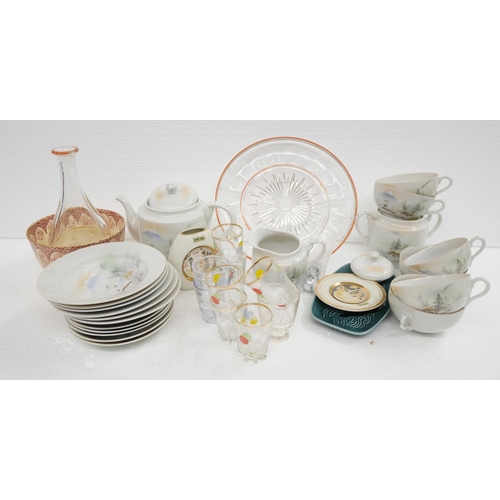 2357 - A collection of china and glass to include, a Japanese egg shell porcelain tea set, Poole pottery tr... 