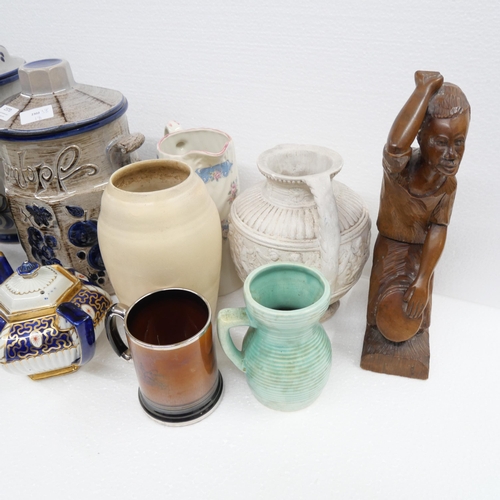 2370 - A collection of assorted china, jugs, vases, including large Rumtopf jars   *Not available for packi... 
