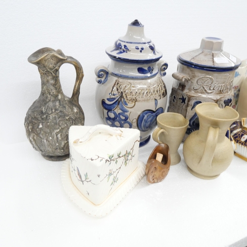 2370 - A collection of assorted china, jugs, vases, including large Rumtopf jars   *Not available for packi... 