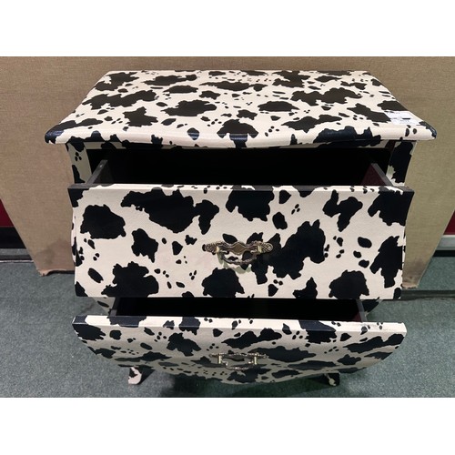 3031 - A French style cow print 2 drawer chest