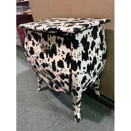 3031 - A French style cow print 2 drawer chest